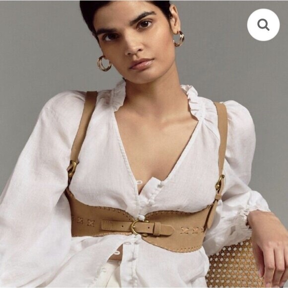 Anthropologie Harness Corset Belt Women Size XS NWT Leather Sand Sexy Cowgirl main image 8